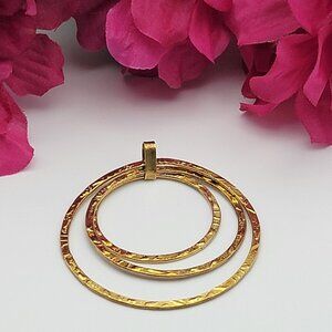 KARIZIA SPA Gold  Over Sterling Silver 925 Hammered Multi Circle Pendant 2.25"